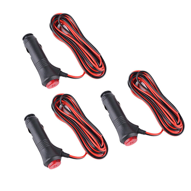 3pcs 1.5m 12V 24V Car Cigarette Lighter Power Supply Cord Connector +Switch