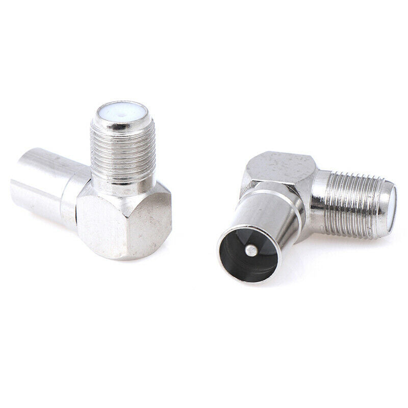 2pcs Right Angle F Female to 9.5 TV Male Aerial Antenna Plug Connector Ad.l8