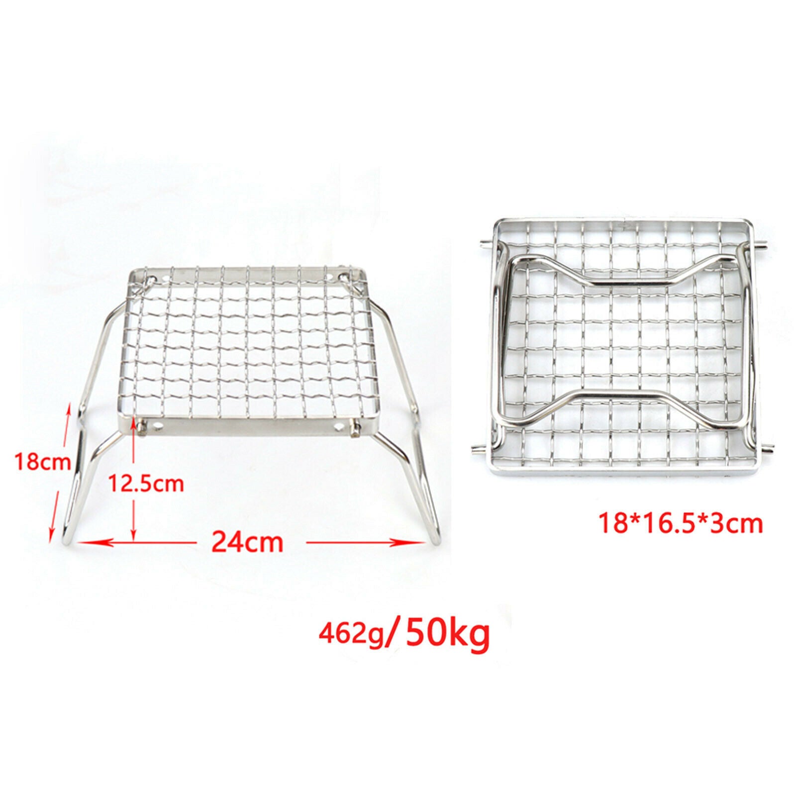 Folding Grill Adjustable Campfire Gas BBQ Grilling Rack for Backpacking