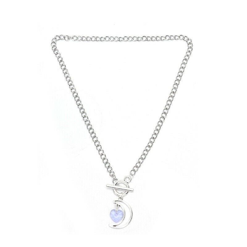 Fashion Love Heart Moon Pendant Choker OT Buckle Neckalce Jewelry Accesso.l8