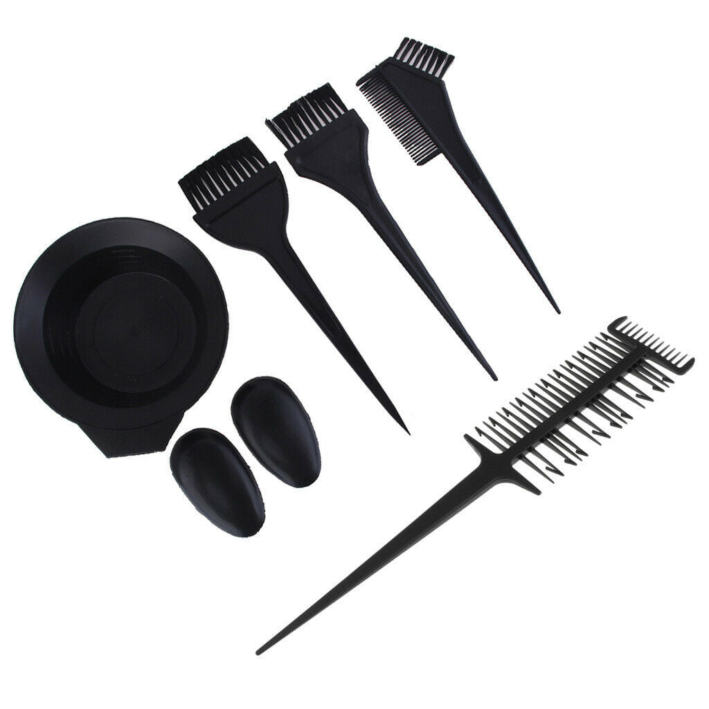 Salon Hair Color Dye Bowl +Comb +Brush Set Hairdressing Tint Tools - Black