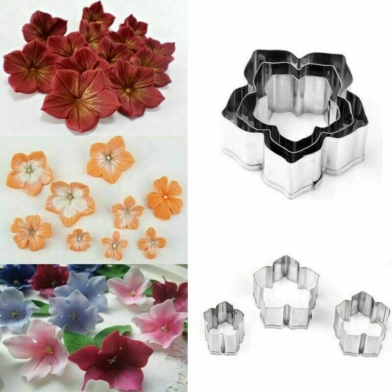 3Pcs Flower Cookies Cutter Pastry Biscuit Cake Decorating Mold Mould Tools