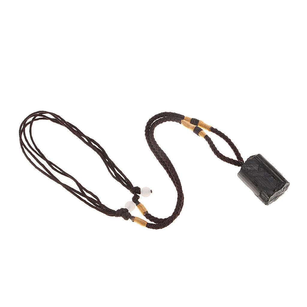 Natural Black Tourmaline Crystal Necklace - for Dispels Negative Energy | Guard
