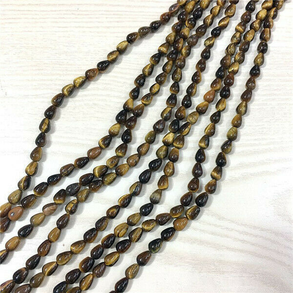 1 Strand/44Pcs 9x6mm Natural Tiger Eye Gem Teardrop Loose Beads 15.5inch HH405