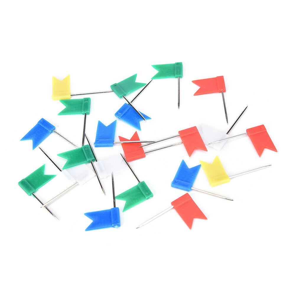50X Flag Marker Shape Map Pins Cork Notice Board Push Pin Assorted Offic.l8