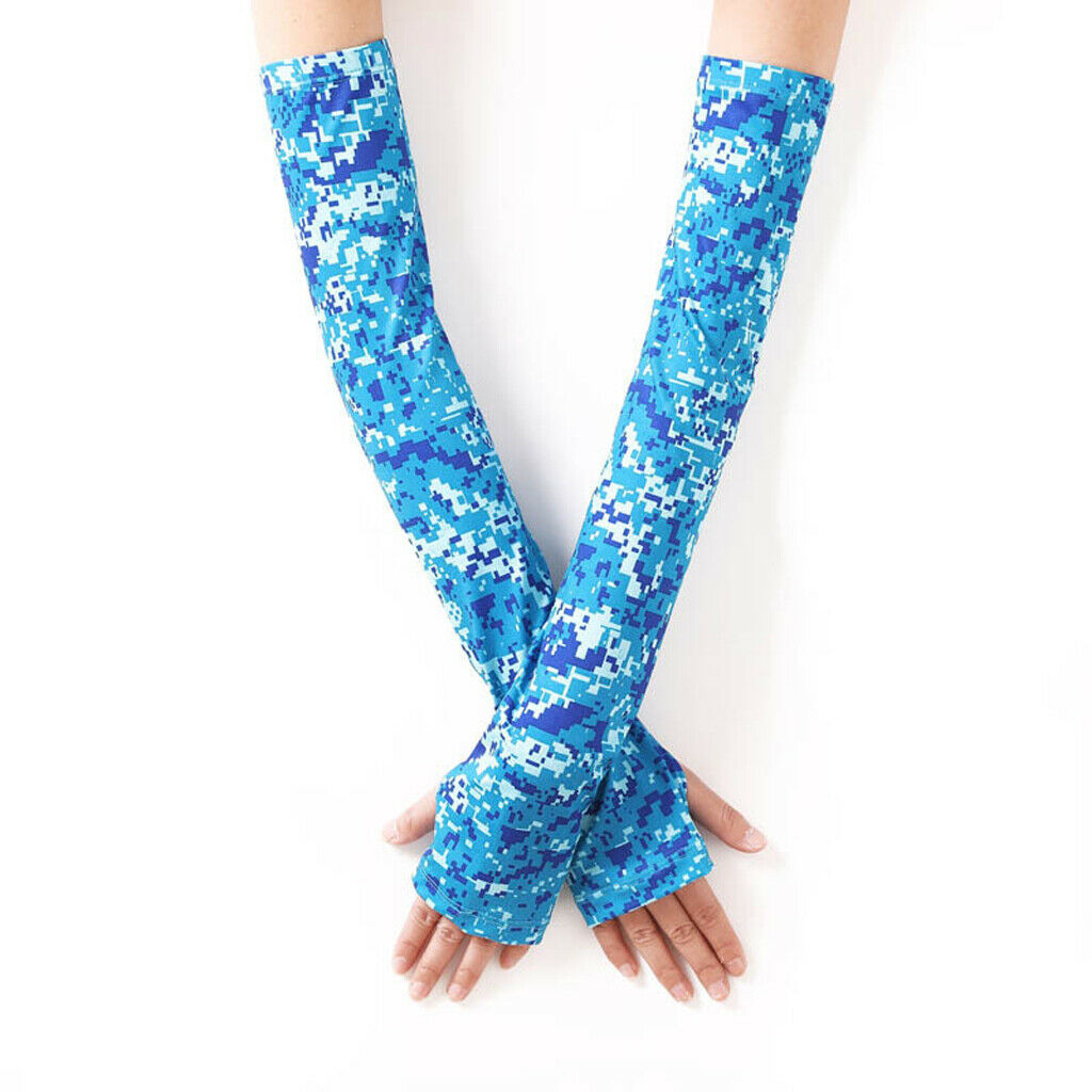 Outdoor Bicycle Ice Sleeve Sun Protection Arm Cuff Cover Warmers Navy blue