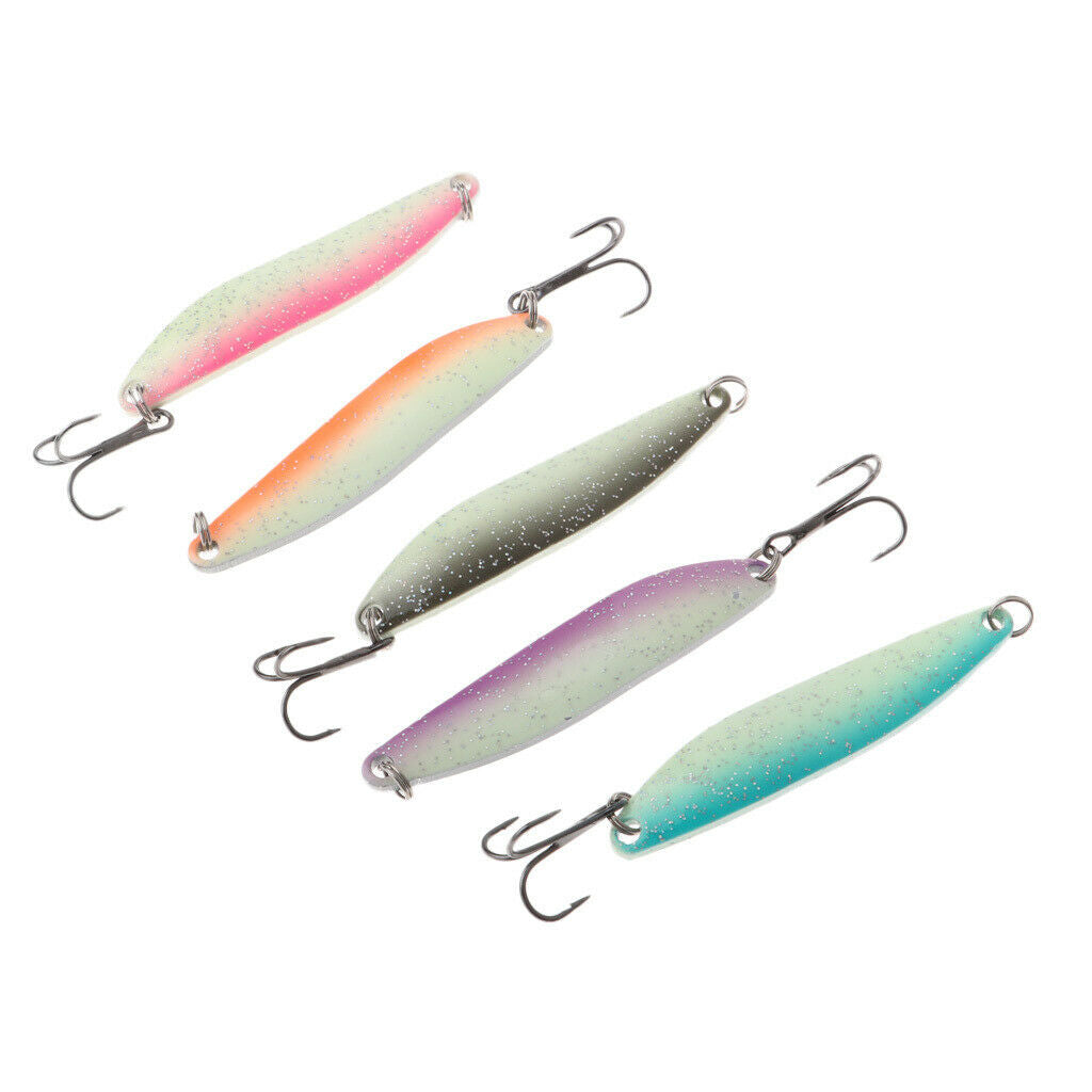 5 Pieces Double Color Noctilucent Iron Fishing Lure with Three Bold Hooks