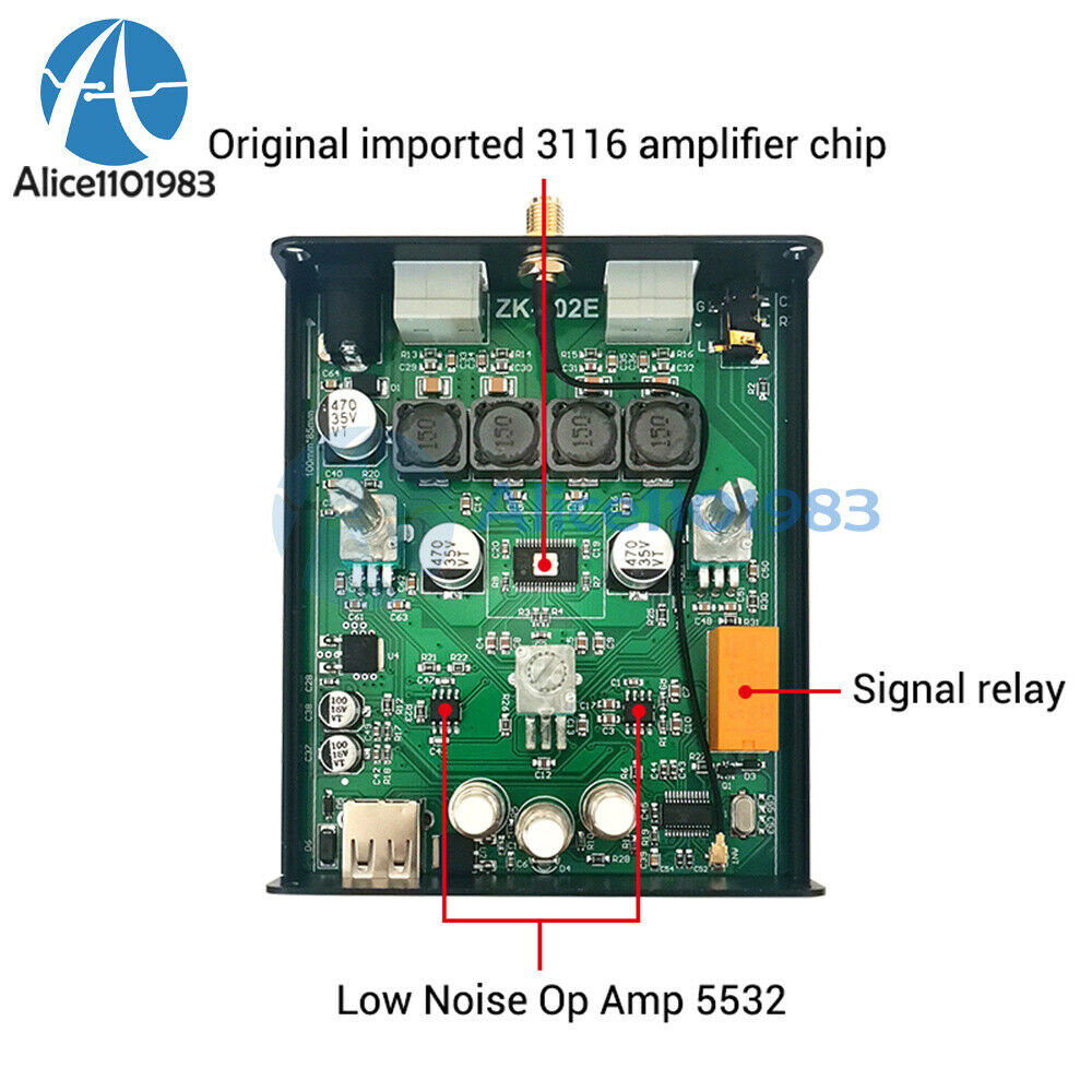 502E 50WX2 Audio Power Amplifier Bluetooth 5.0 Dual-channel Stereo TPA3116