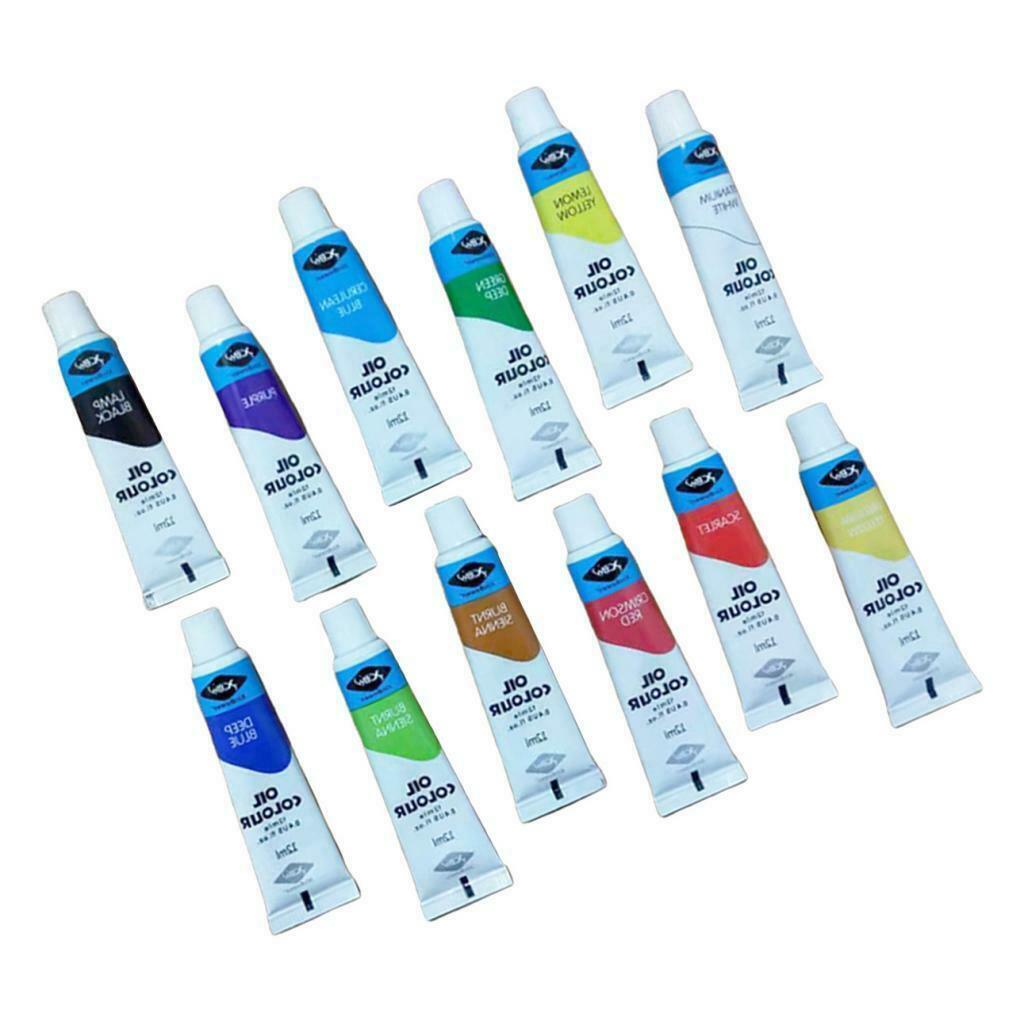 Set of 12Pcs Oil Paints 12ml Tubes Creative DIY Oil Painting Drawing Coloring
