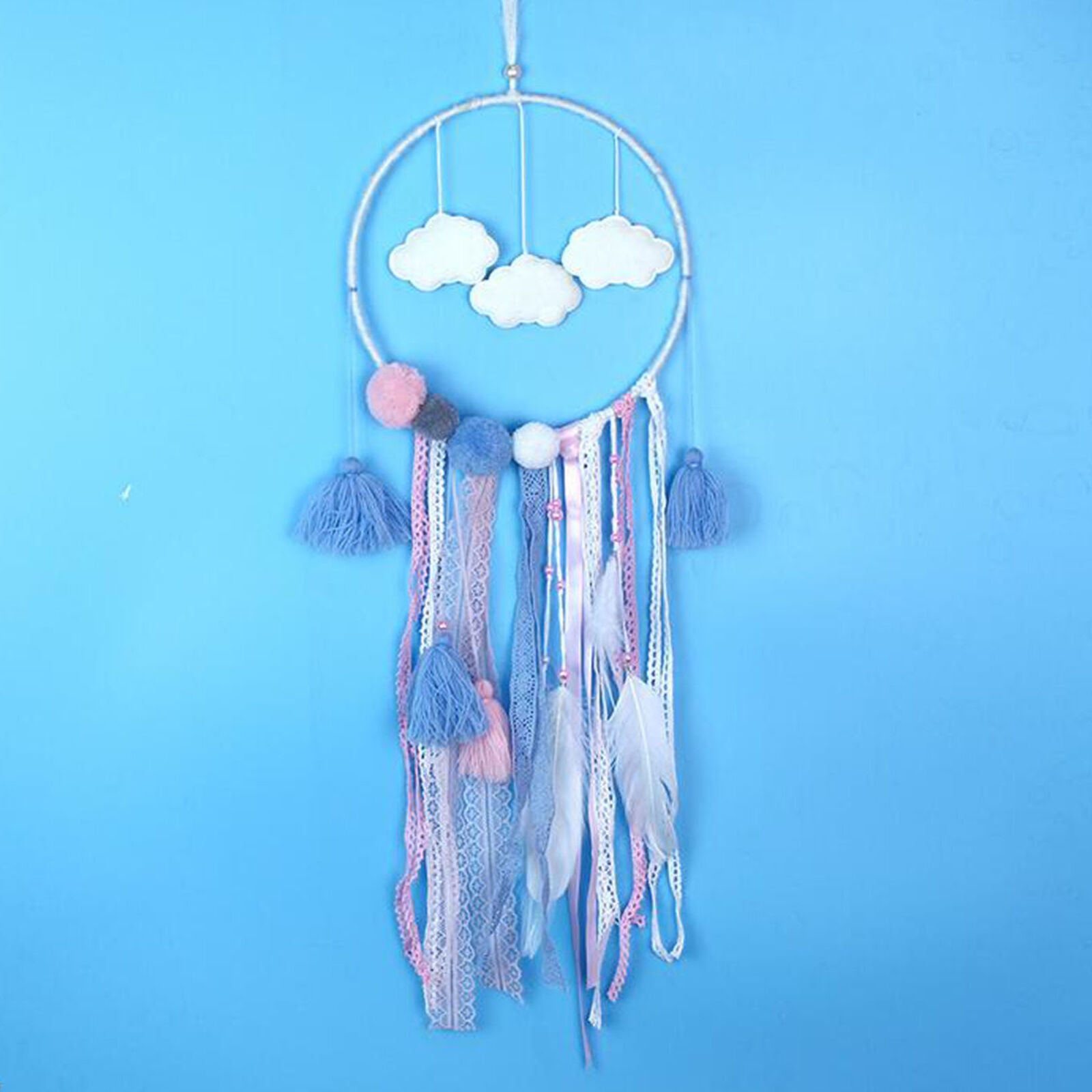 Pink Cloud LED Dream Catcher Baby Blue Pink Light up Room Decor Nursery Mobile