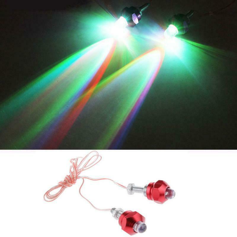 2x Red Motorcycle 6mm  License Plate Frame LED Light Strobe Flashing
