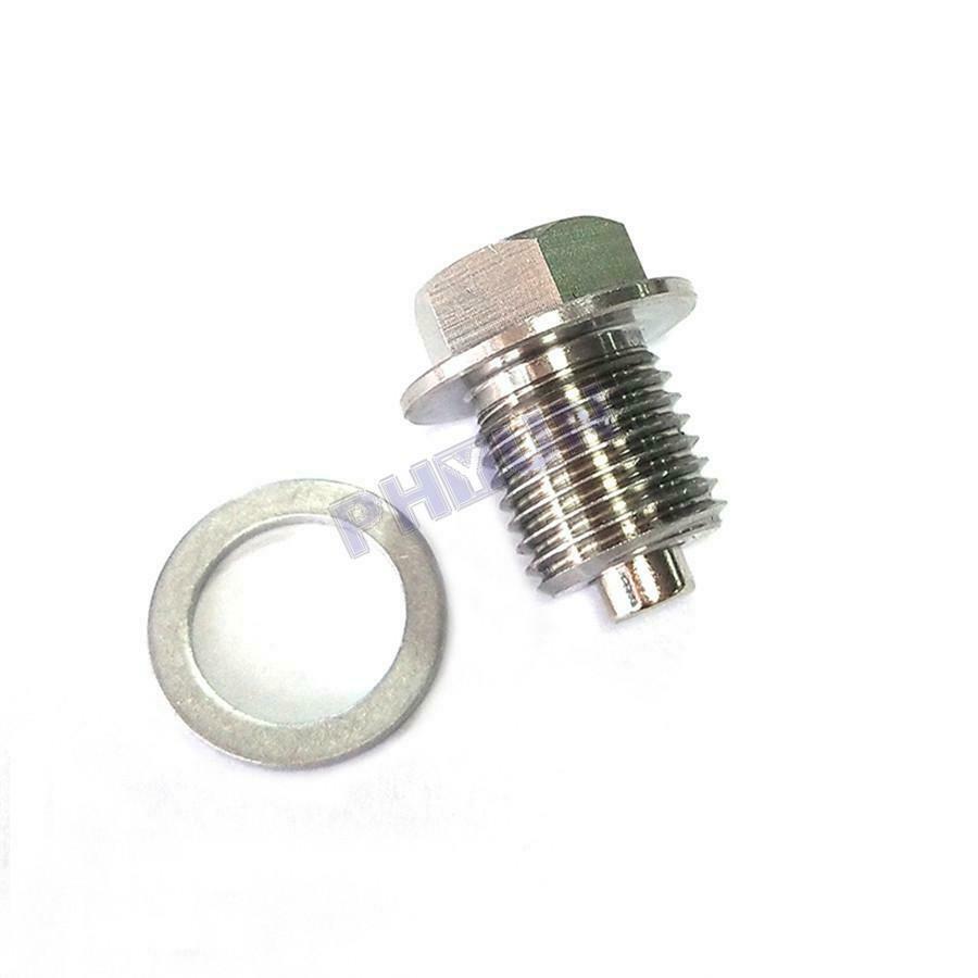 Stainless Steel M14 x 1.5 MM Oil Drain Plug w/ Magnet Aluminum Crush Washer