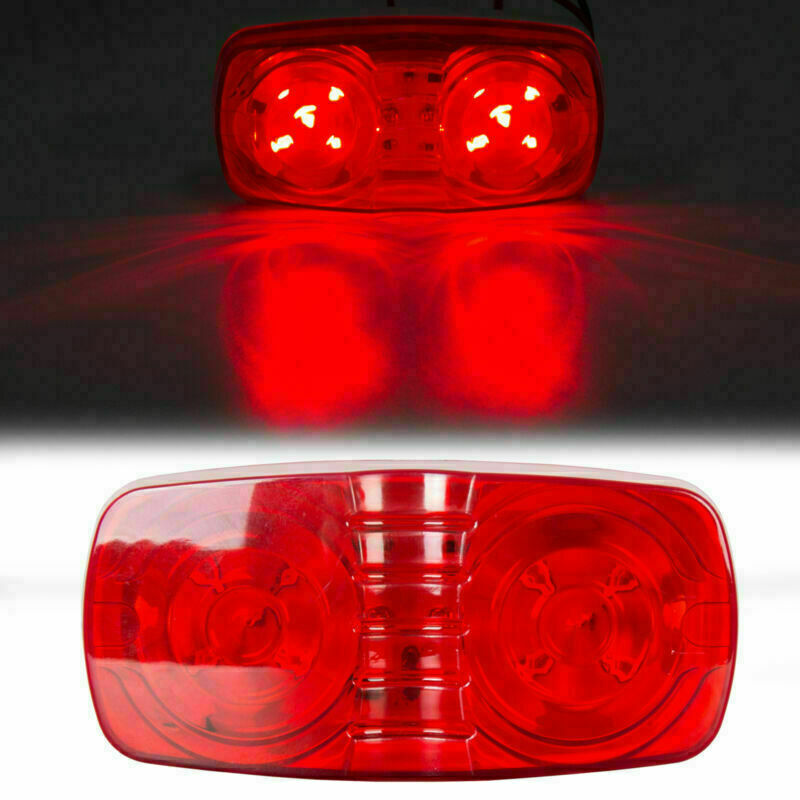 20x Trailer Marker LED Light Double Bullseye 10 Diodes Clearance Lamp Red /Amber