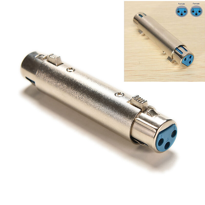 3PINS XLR TO XLR FEMALE Microphone Cable Extender Extension Adaptor Couple.l8