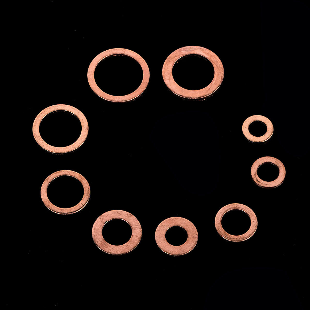 200Pcs Solid Copper Washers Sump Plug Assorted Washer Car Set Plastic Box New