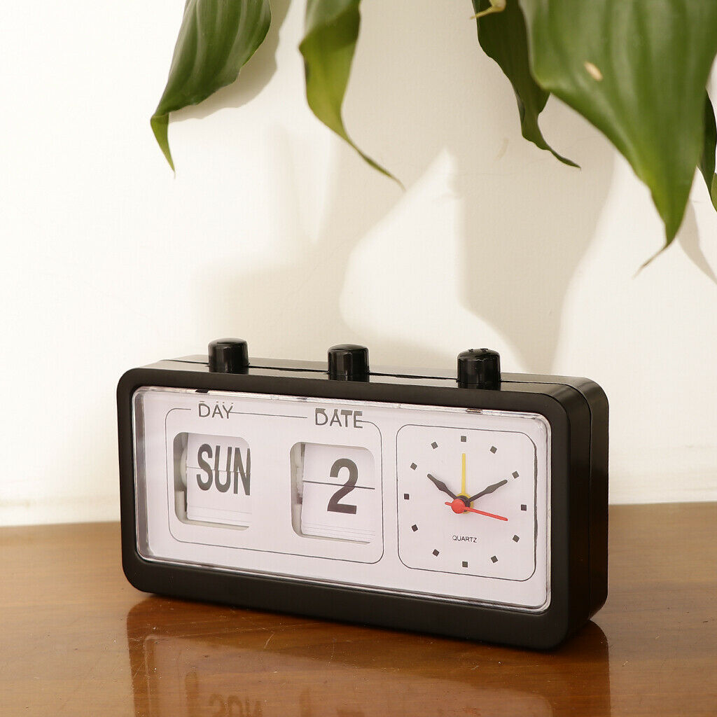 2pcs New Retro Clock Flip Display With Date & Time for Desktop Living Room