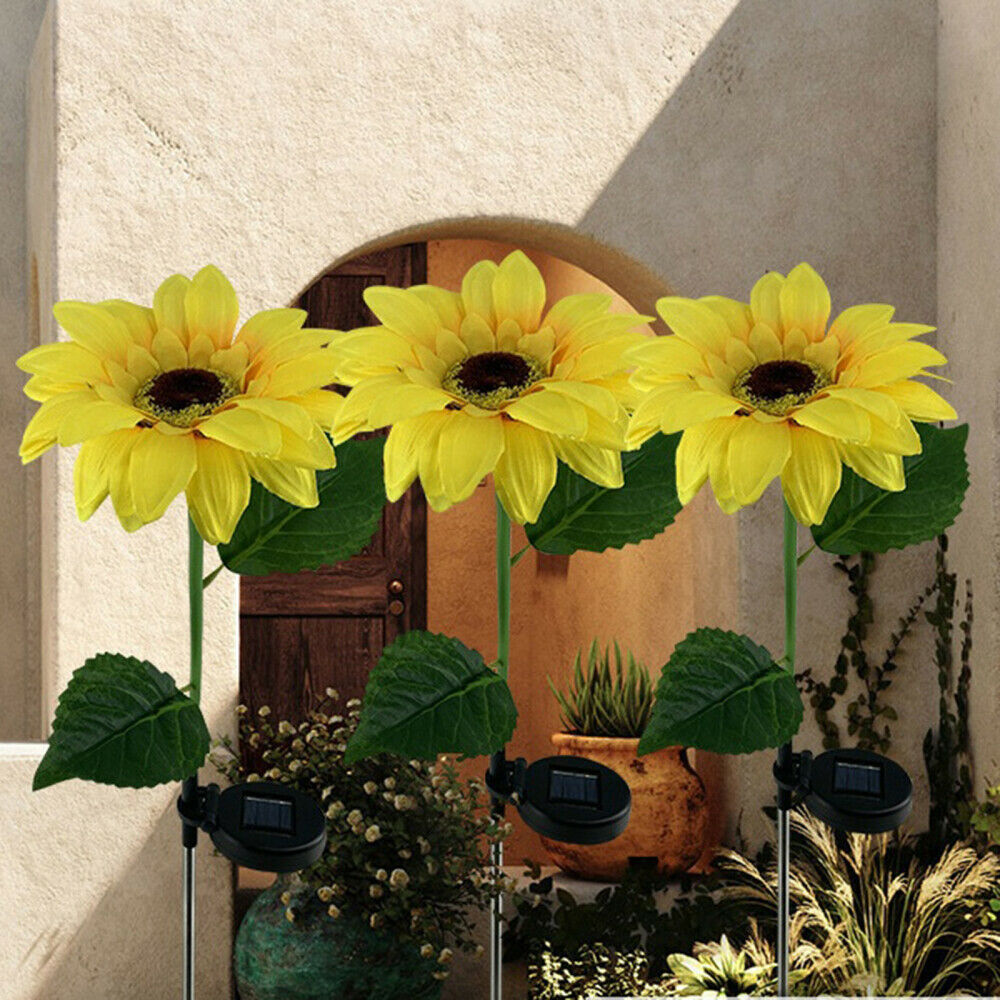 2Pack Outdoor Solar Sunflower Garden Stake Lights LED Landscape Decorative Light