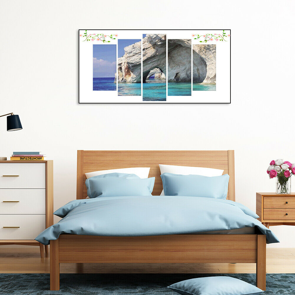 5pcs 5D DIY Full Drill Diamond Painting Seaside Cross Stitch Kit Home Decor @