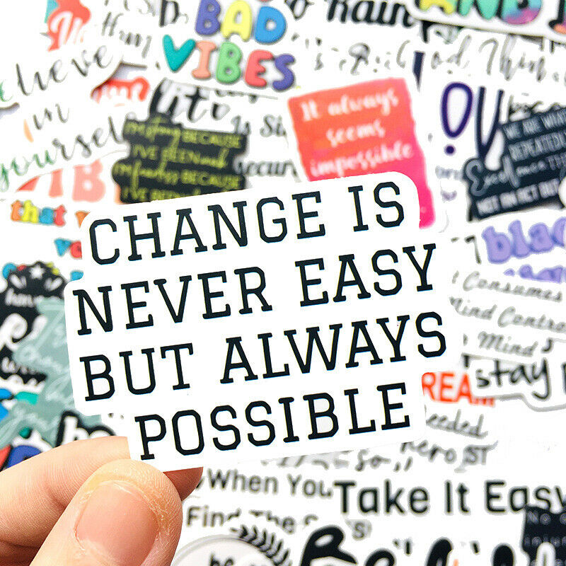 100pcs English Inspirational Text Stickers For Skateboard  Guitar Luggage Lap Kt