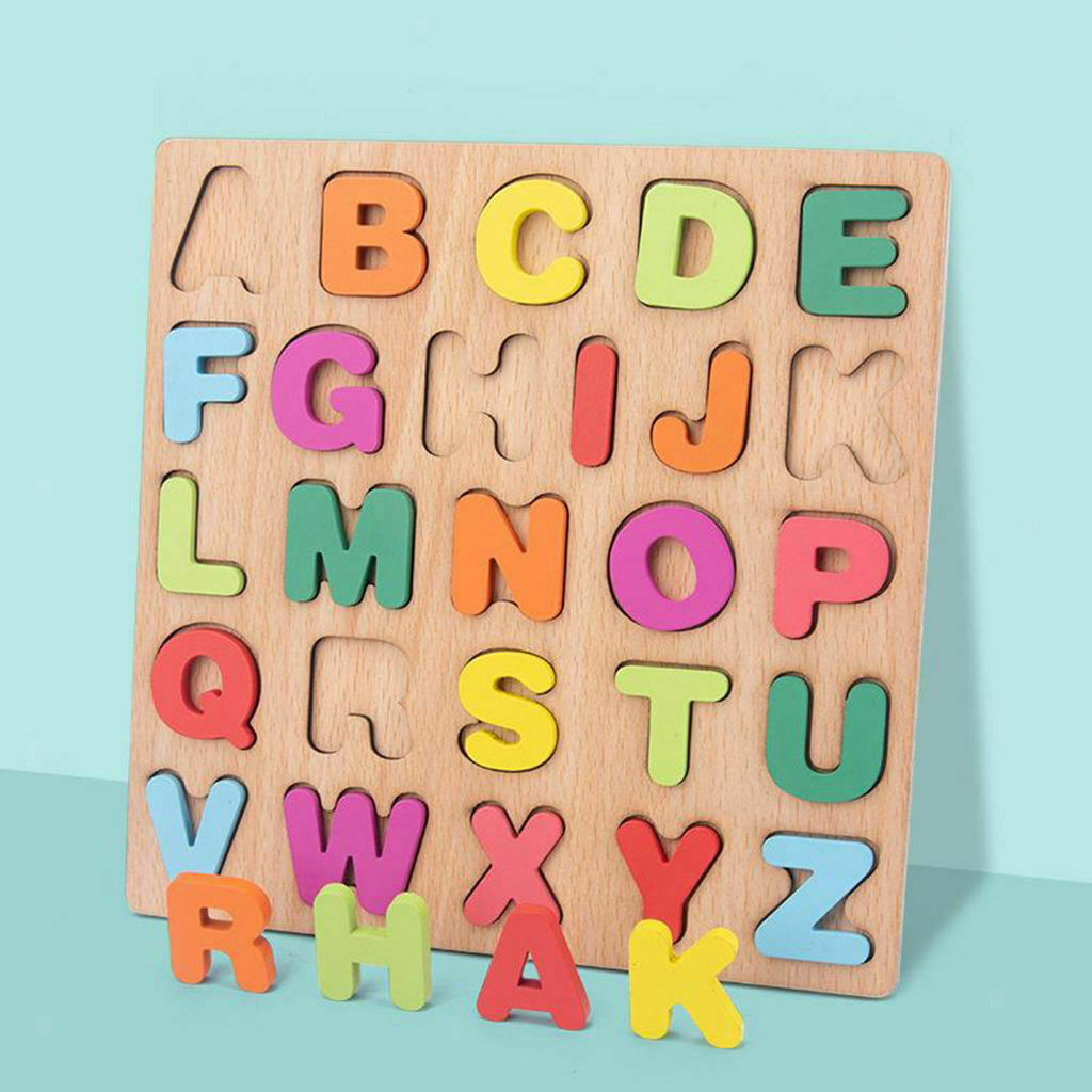 Colorful Wooden ABC Alphabet Letter Puzzle Board Motor Skill Party Toys