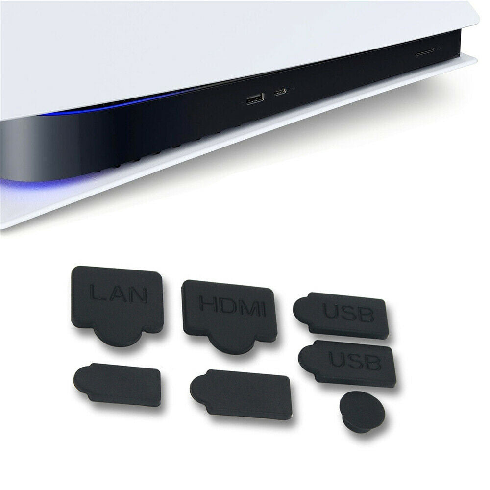 For Playstation 5 Silicone Dust Plugs Set USB Anti-Dust Cap Dustproof Cover