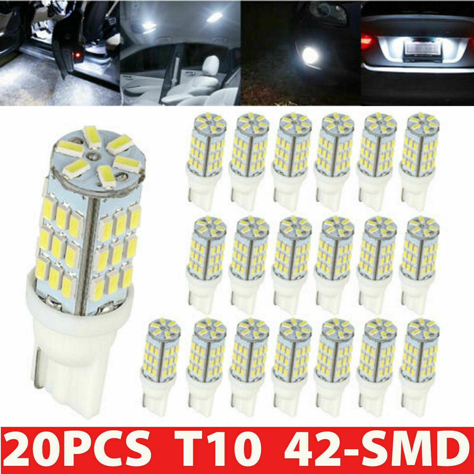 20 Pure White T10/921/194 RV Trailer Backup Reverse LED Lights Bulbs 42-SMD 12V