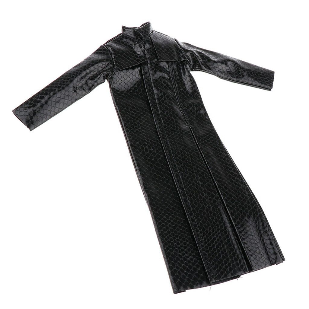 1/6 Scale Faux Leather Trench Coat, Compatible with Universal Brand 12 inch Male