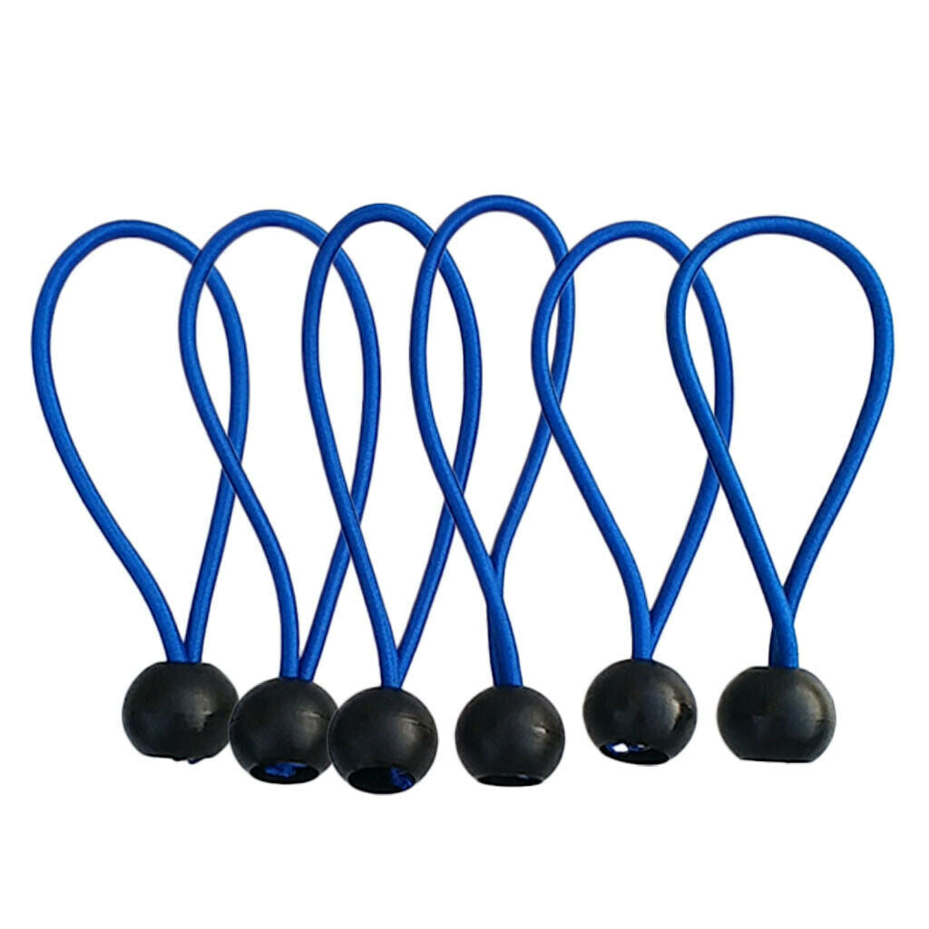 12pcs 4inch Ball Bungee Cords Blue Elastic String Canopy Tarp Tie Down Straps