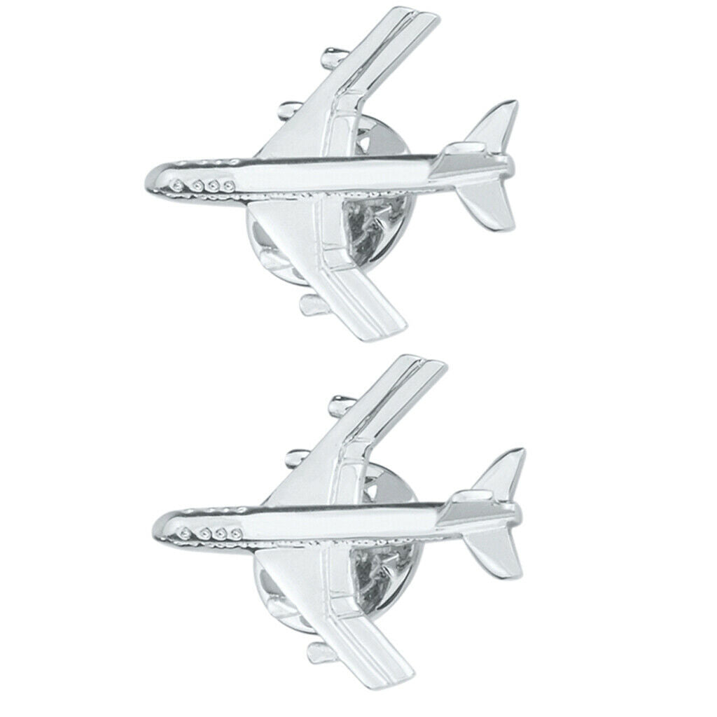 2x Fashion Airplane Button Lapel Collar Clip Brooch Pin Mens Hat Suit Collar Pin