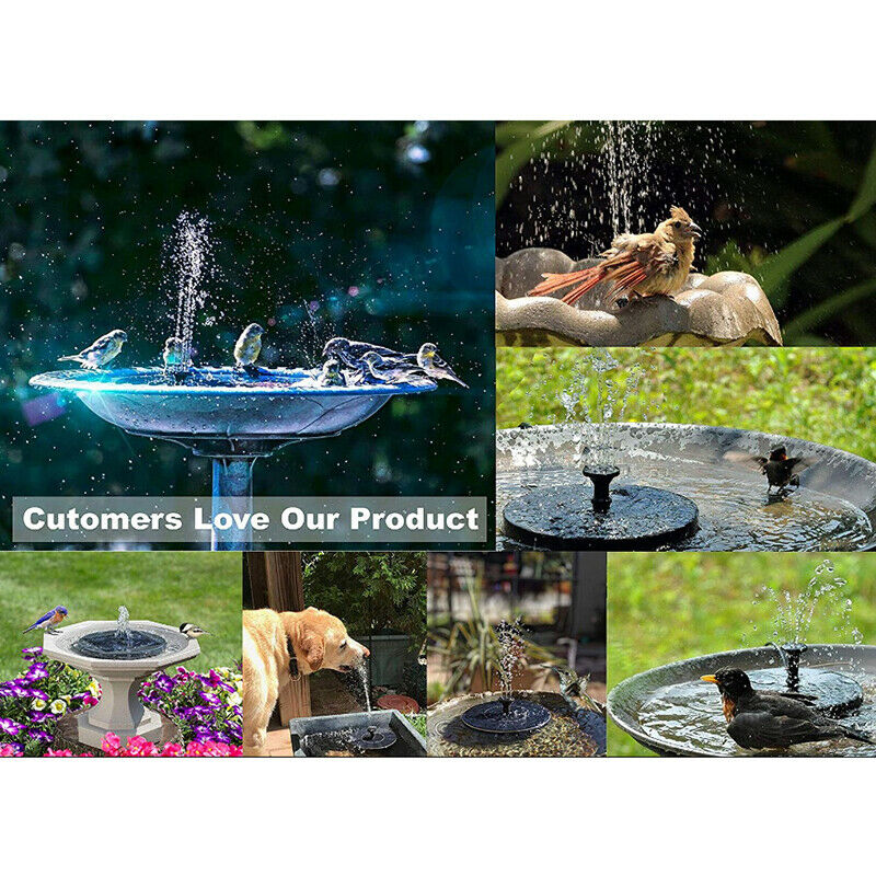 Solar Powered Floating Bird Bath Water Fountain Outdoor Pond Pool Garden PatBDA