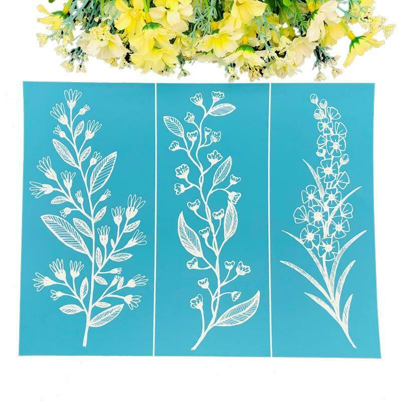 Leaf Flower Self-Adhesive Silk Screen Printing Stencil Painting T-Shirt Textile