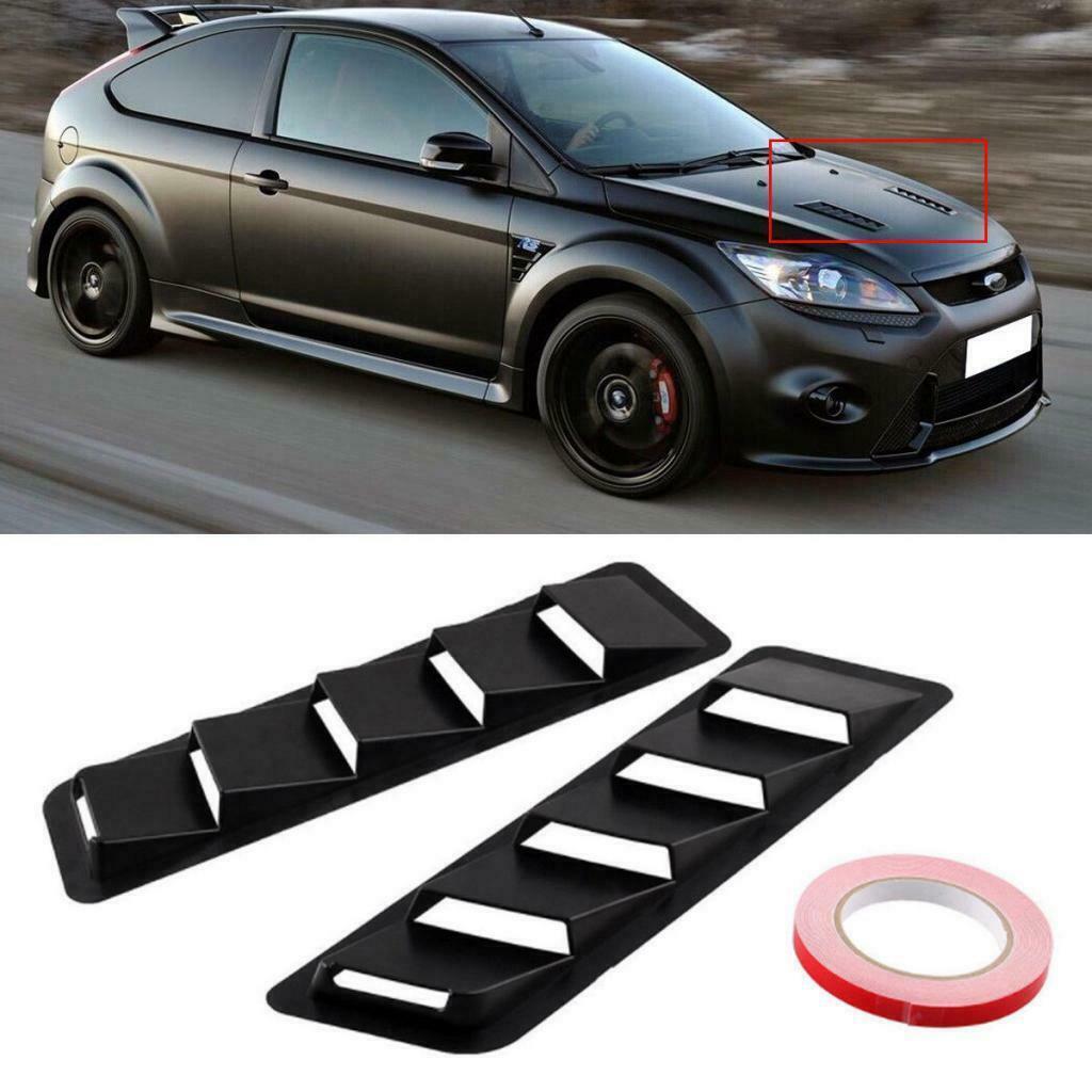 2PCS 44x13cm Car Universal Matte Black Hood Vent Louver Cooling Panel Solid