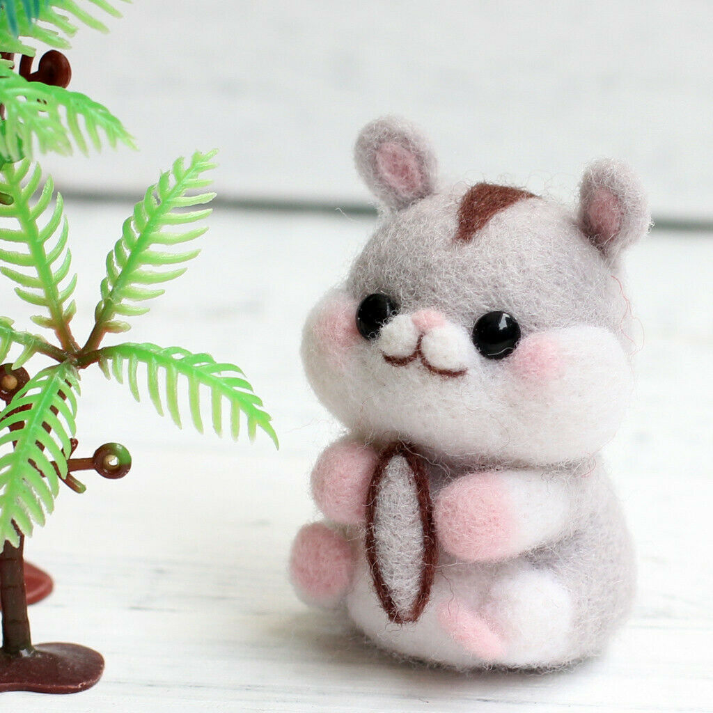 DIY Handmade Needle Wool Felt Mouse Hamster Kit with Needle Felting Supplies