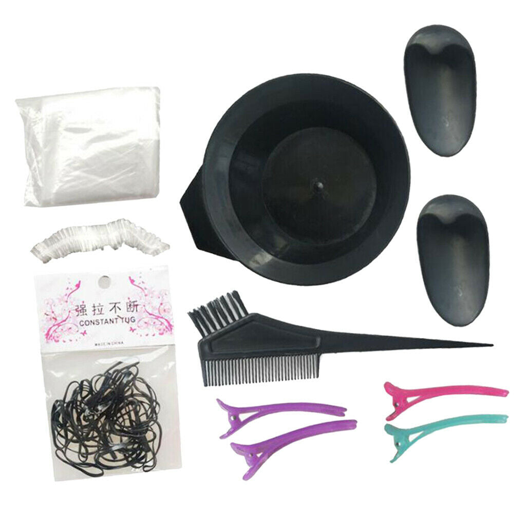 11x Professional Hair Color Kits Barber Tools Brush Disposable Bowl Earmuffs