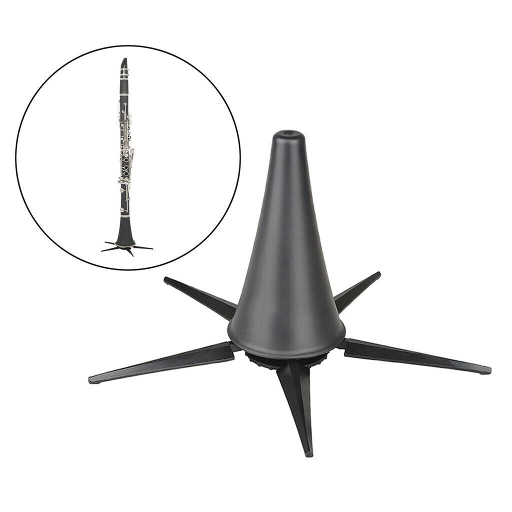 Portable Clarinet Stand Bracket with 5 Foldable Stable Metal Support, Black