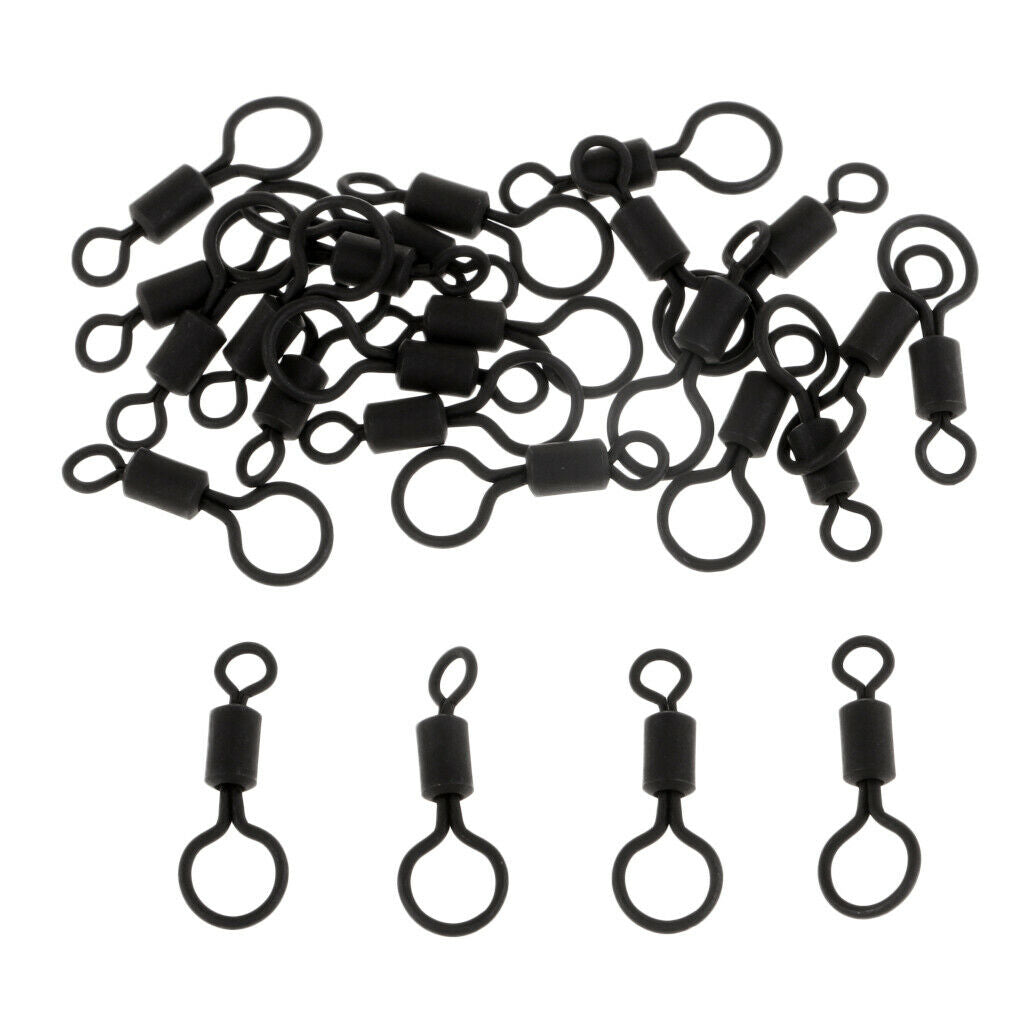 25pcs Matte Black Size 4 Anti Glare Carp Fishing Big Eye Long Body Swivels