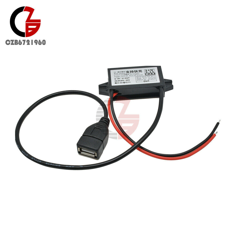 24W DC 12V 24V to QC 2.0 3.0  Fast Charging Waterproof Step Down Power Supply