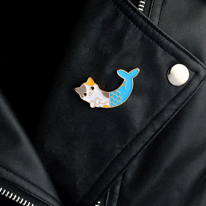 Enamel Mermaid Cat Brooch Pins Shirt Collar Pin Breastpin Women Jewelry Gi.l8