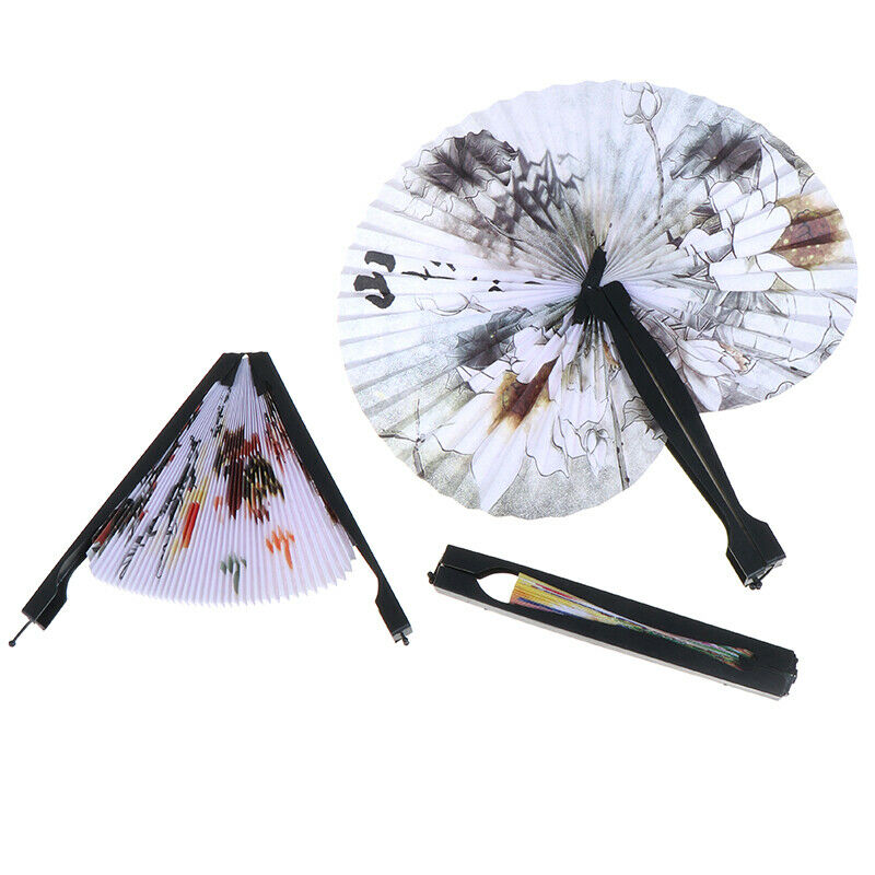 1X Chinese Paper Folding Hand Fan Oriental Floral Peacock Party Wedding G.l8