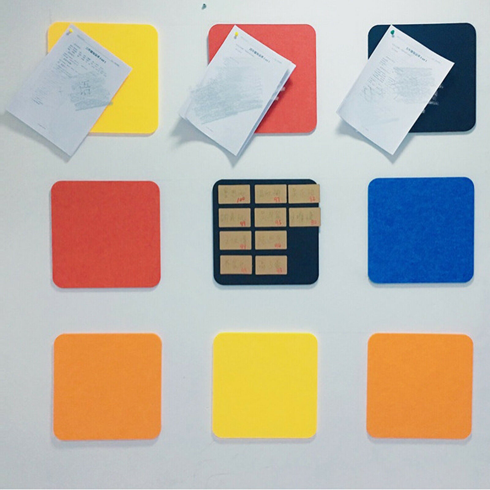 8 PCS Colorful Felt Bulletin Memo Boards Self-adhesive Photo Display Wall Decor