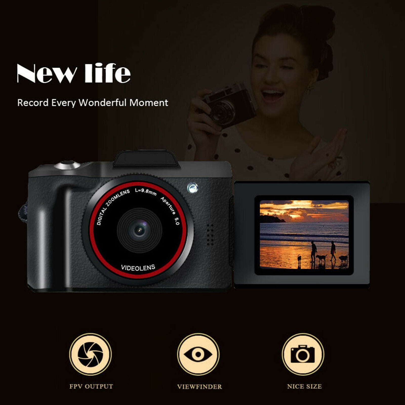 Flip Screen Digital SLR Camera 3.0 Inch TFT LCD Screen 16X Zoom HD 16MP 1080P