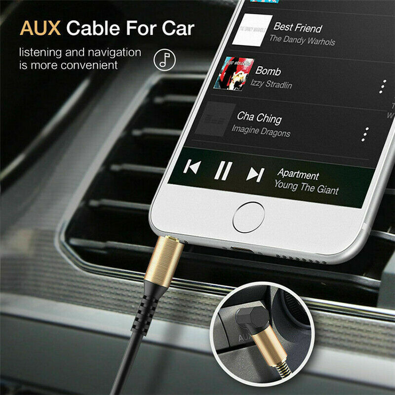 3.5mm Aux Cable Cord Coiled Male Jack Stereo Audio Adapter for Car PC Headphone