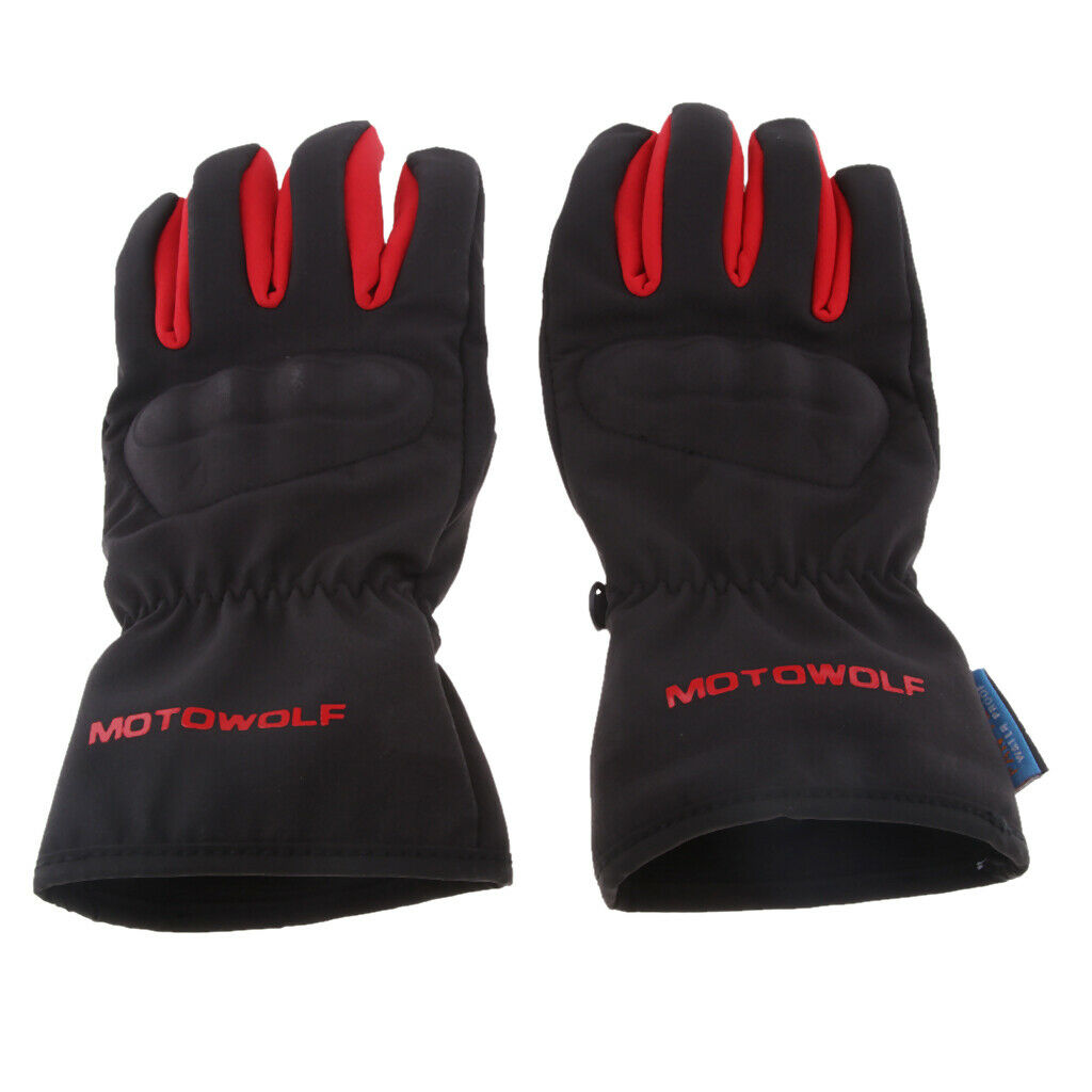 Black & Red Motorcycle Cycling Racing Full Finger Screen Touch Gloves L