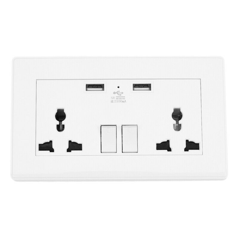 International Universal Plug Socket 2.1A Usb Wall Switch Socket 3 Holes Dual UZ2