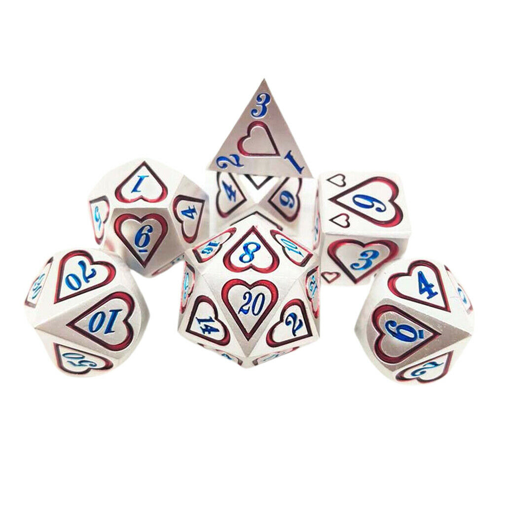 7Pcs Zinc Alloy Multi-sided Dice for Role Play Party Board Game Supplies #9