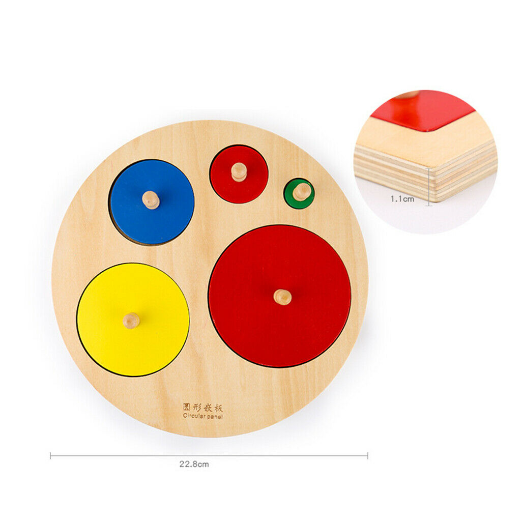 Wooden Geometry Blocks Inserting Board Jigsaw Puzzle Kids Educational