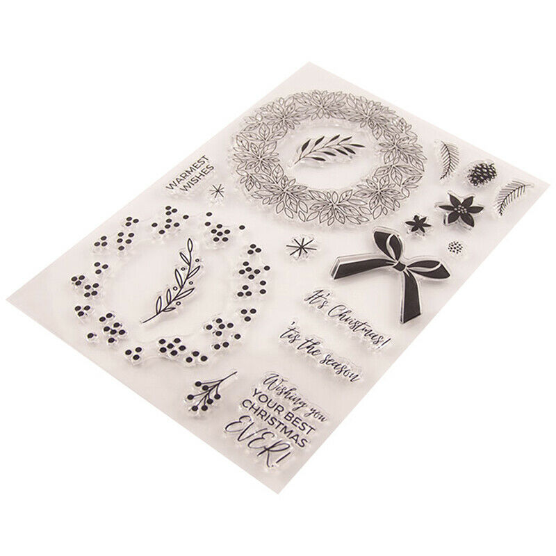 Christmas wreath bowknot Silicone Stamp DIY Scrapbooking Photo Album Deco.l8