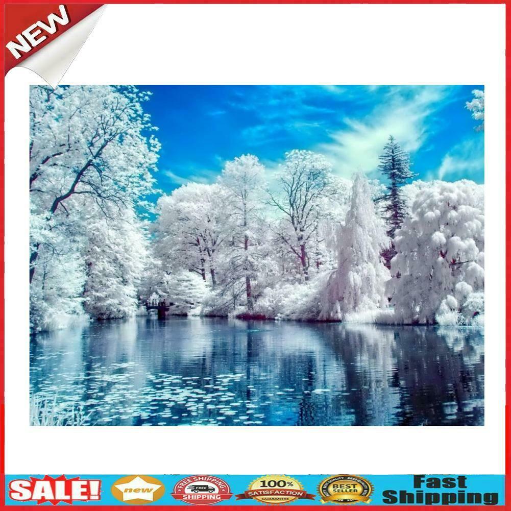 Snow Lake 5D DIY Diamond Painting Cross Stitch Embroidery Home Decor Craft @