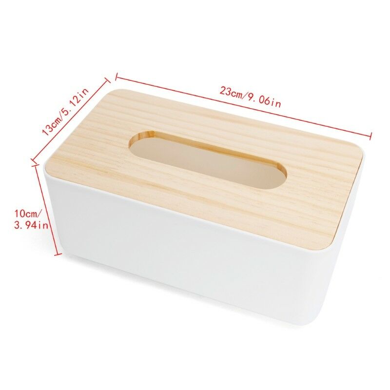 Tissue Box Dispenser Paper Storage Holder Napkin Case Organizer  Wooden Cover