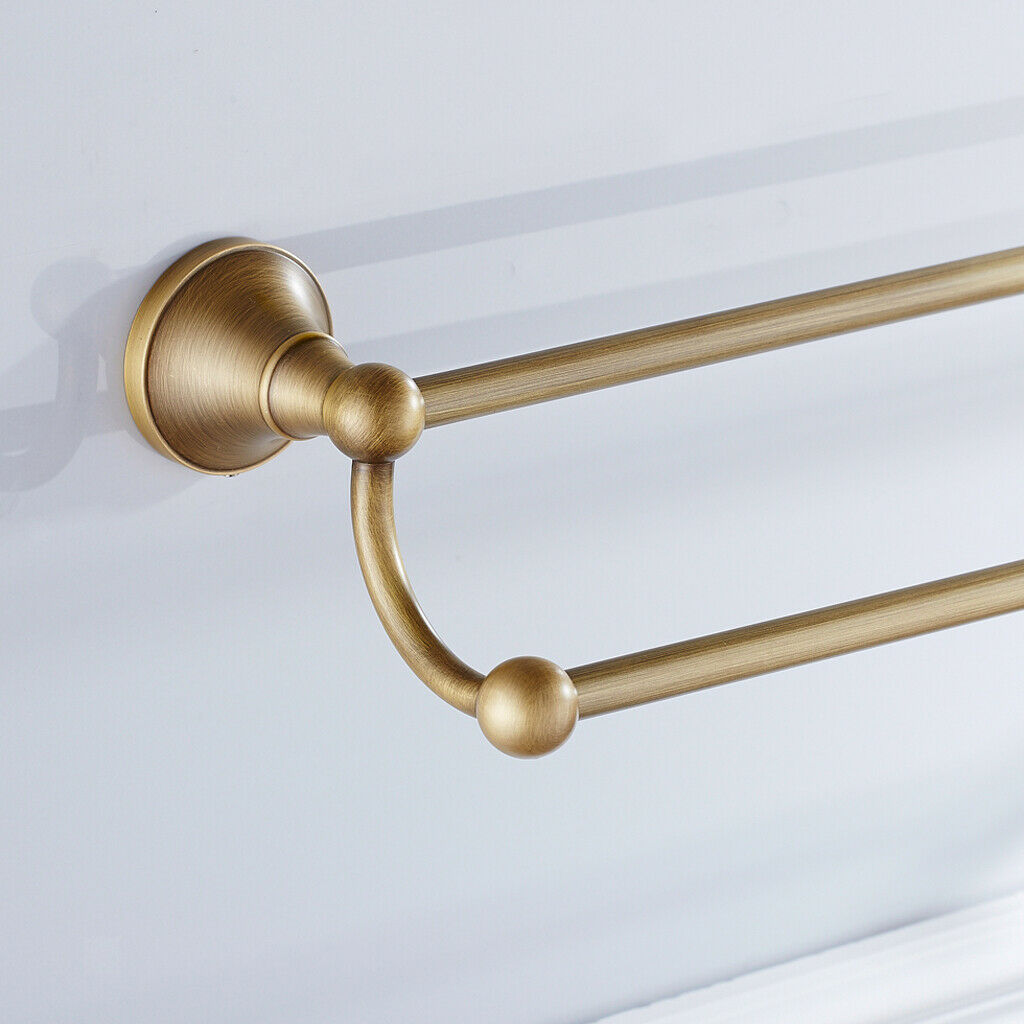Modern Brass Double Towel Bar Towel Rack Shelf Bathroom Accessories 60cm